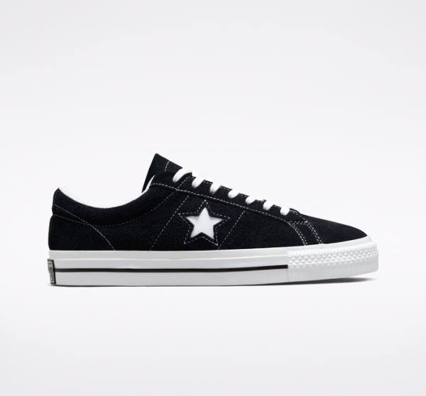 Men\'s Converse One Star Low Tops Shoes Black / White | CV-215ZAJ