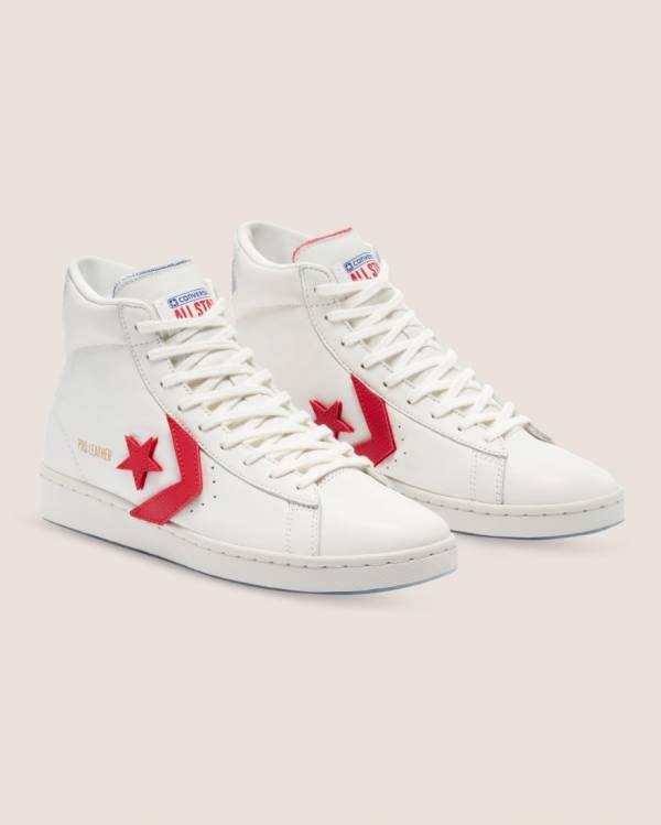 Men's Converse Pro Leather Birth Of Flight High Tops Shoes White | CV-124MVE