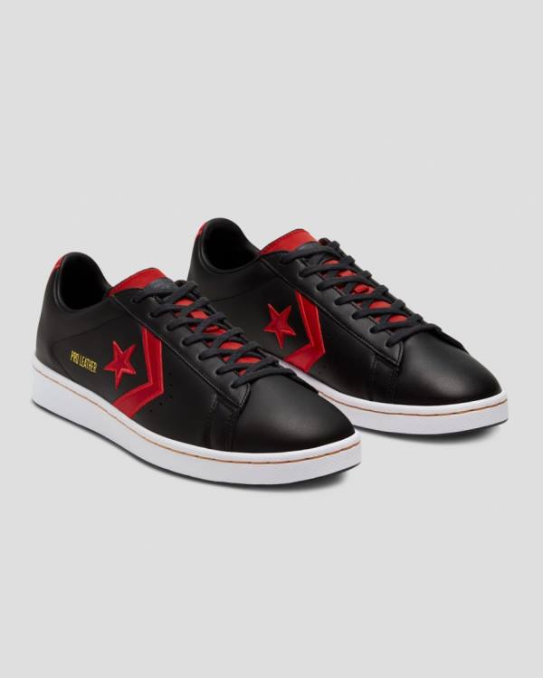 Men's Converse Pro Leather Bleeding Colours Low Tops Shoes Black | CV-568PUF