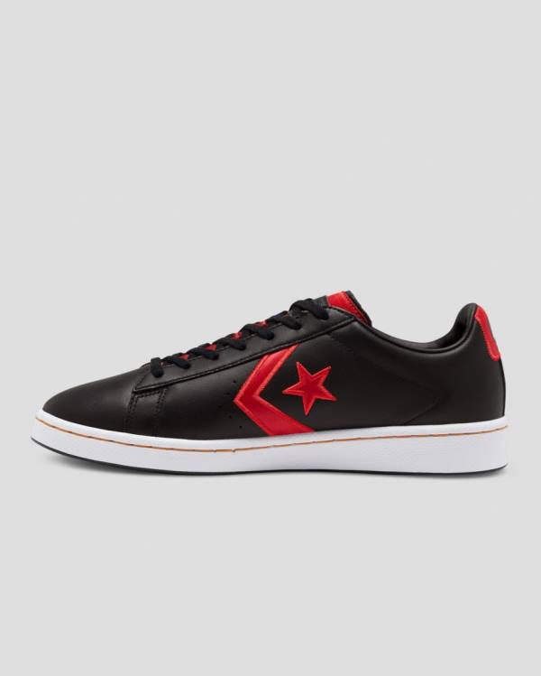 Men's Converse Pro Leather Bleeding Colours Low Tops Shoes Black | CV-568PUF