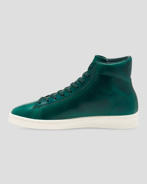 Men's Converse Pro Leather Horween High Tops Shoes Green | CV-206UQX