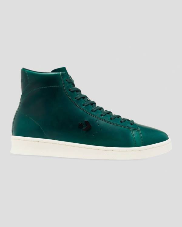 Men\'s Converse Pro Leather Horween High Tops Shoes Green | CV-206UQX