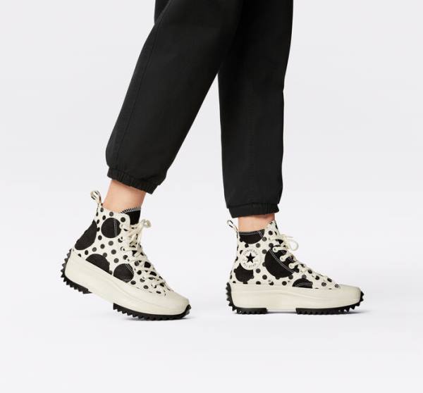 Men's Converse Run Star Hike Platform Polka Dots High Tops Shoes Black | CV-529PVB