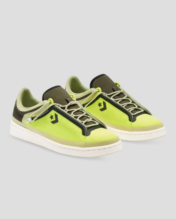 Men's Converse Seam Tape Pro Leather Low Tops Shoes Green | CV-481WQX