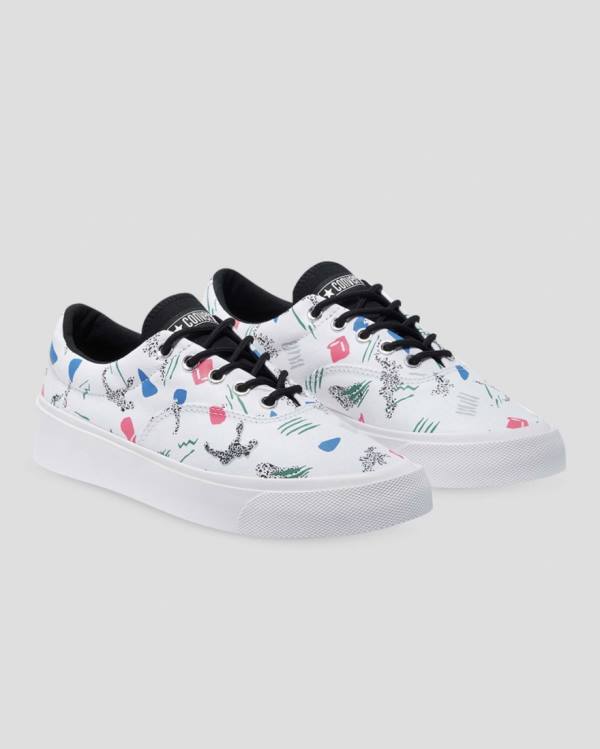 Men's Converse Skid Grip 80s Archive Print Low Tops Shoes White | CV-758MZS