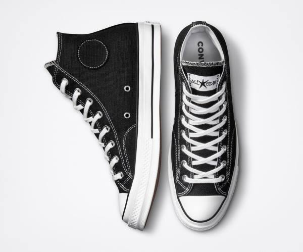 Men's Converse Stussy Chuck 70 High Tops Shoes Black / White | CV-794TON