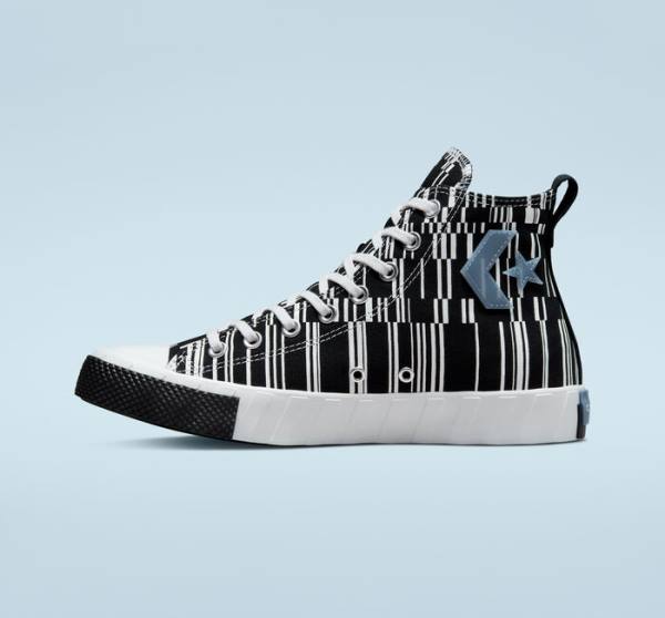 Men's Converse UNT1TL3D Translucent Barcode High Tops Shoes Black / White / Indigo | CV-519FEB