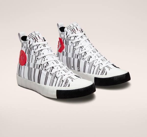 Men's Converse UNT1TL3D Translucent Barcode High Tops Shoes White / Black / Red | CV-693RQC