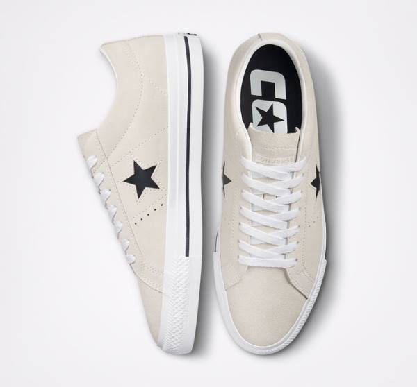 Women's Converse CONS One Star Pro Suede Skate Shoes White / Black | CV-256GIV