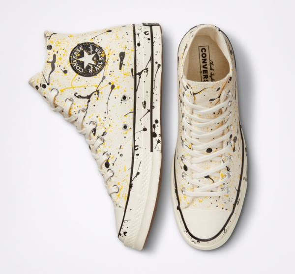 Women's Converse Chuck 70 Archive Paint Splatter High Tops Shoes Black | CV-930PKB