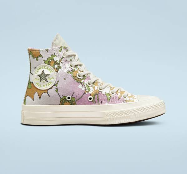 Women\'s Converse Chuck 70 Crafted Florals High Tops Shoes Pink / Olive | CV-317UEZ