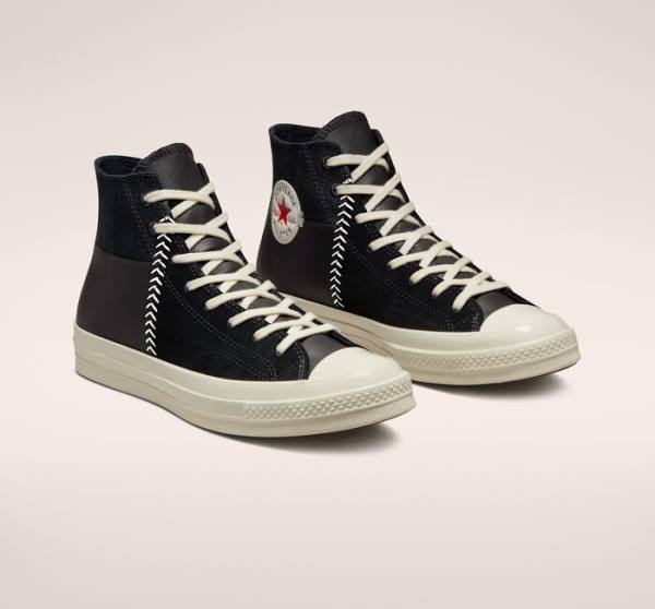 Women's Converse Chuck 70 Crafted Leather High Tops Shoes Black / Red | CV-327XNK