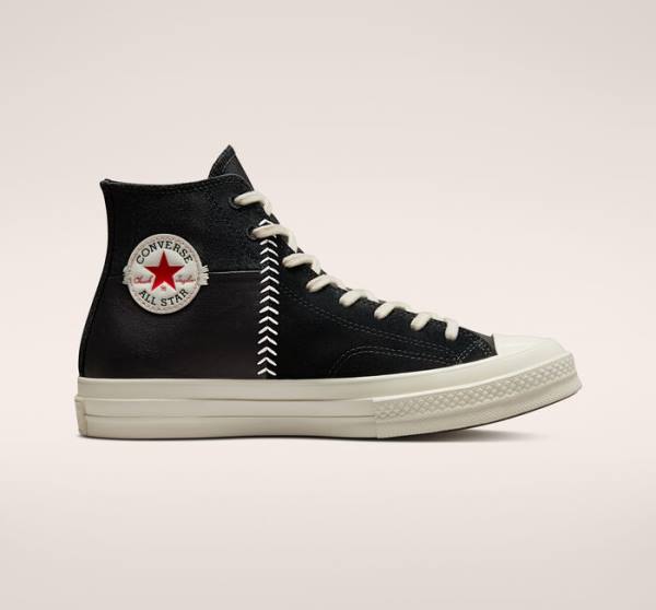 Women\'s Converse Chuck 70 Crafted Leather High Tops Shoes Black / Red | CV-327XNK