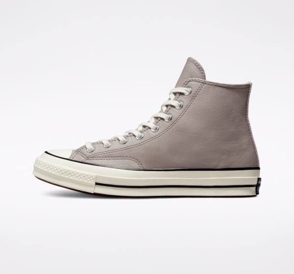 Women's Converse Chuck 70 Crafted Leather High Tops Shoes Grey / Black | CV-637HLS