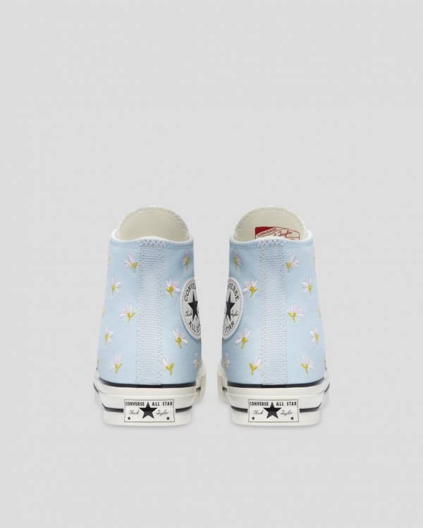 Women's Converse Chuck 70 Embroidered Garden Party High Tops Shoes Blue | CV-094VIY