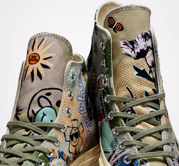 Women's Converse Chuck 70 Floral High Tops Shoes Olive / Multicolor | CV-820NUF