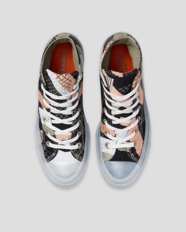 Women's Converse Chuck 70 Knit Print High Tops Shoes Black Orange | CV-264MRY