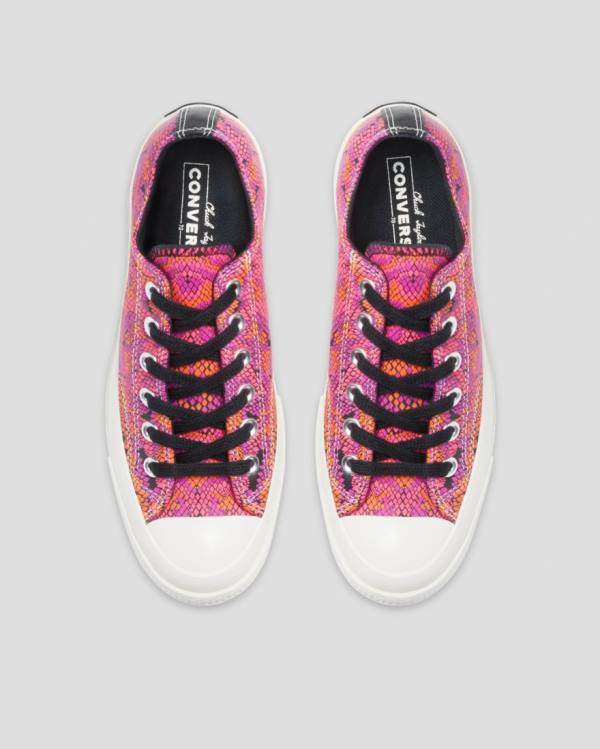 Women's Converse Chuck 70 Leather Printed Low Tops Shoes Pink Orange | CV-089YLW