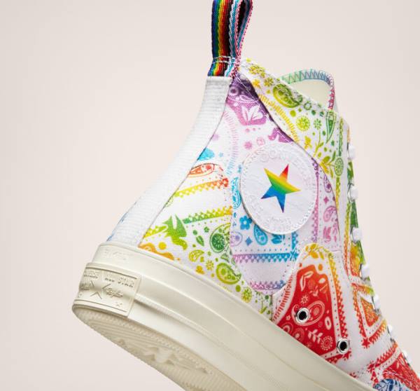 Women's Converse Chuck 70 Pride High Tops Shoes White / Red | CV-619KSA