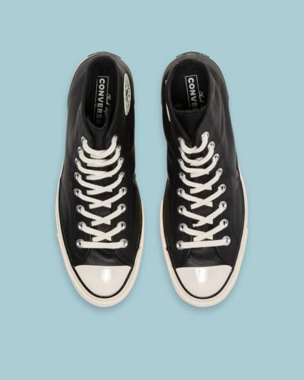 Women's Converse Chuck 70 Seasonal Leather High Tops Shoes Black | CV-243MJP