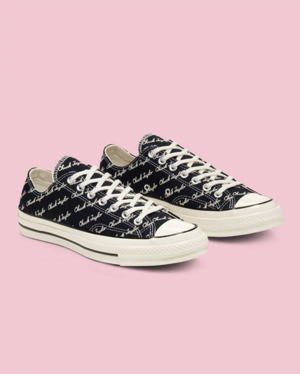 Women's Converse Chuck 70 Signature Low Tops Shoes Black | CV-260EPU