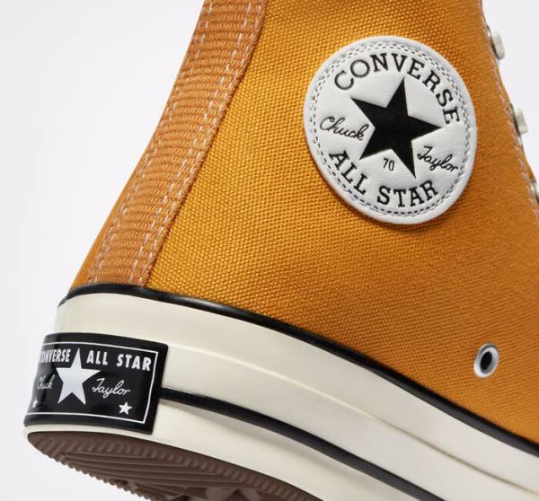 Women's Converse Chuck 70 Sunflower Yellow High Tops Shoes Black | CV-682WCO