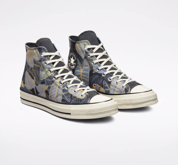 Women's Converse Chuck 70 Tropical Leaf High Tops Shoes Black | CV-038PGY