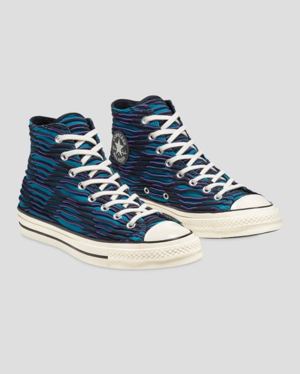 Women's Converse Chuck 70 Wavy Knit High Tops Shoes Blue | CV-124ESD