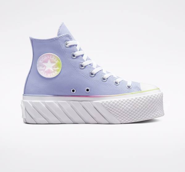 Women\'s Converse Chuck Taylor All Star 2X Lift Platform Pastel Gradient High Tops Shoes Blue / White | CV-216BPU