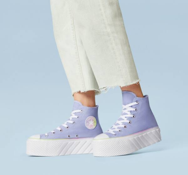 Women's Converse Chuck Taylor All Star 2X Lift Platform Pastel Gradient High Tops Shoes Blue / White | CV-231FOJ