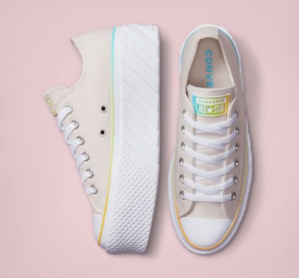 Women's Converse Chuck Taylor All Star 2X Lift Platform Gradient Low Tops Shoes White / Blue | CV-708JIY