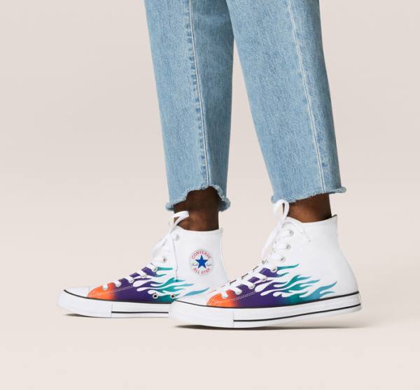 Women's Converse Chuck Taylor All Star Archive Prints High Tops Shoes White / Blue / Turquoise | CV-960IBN