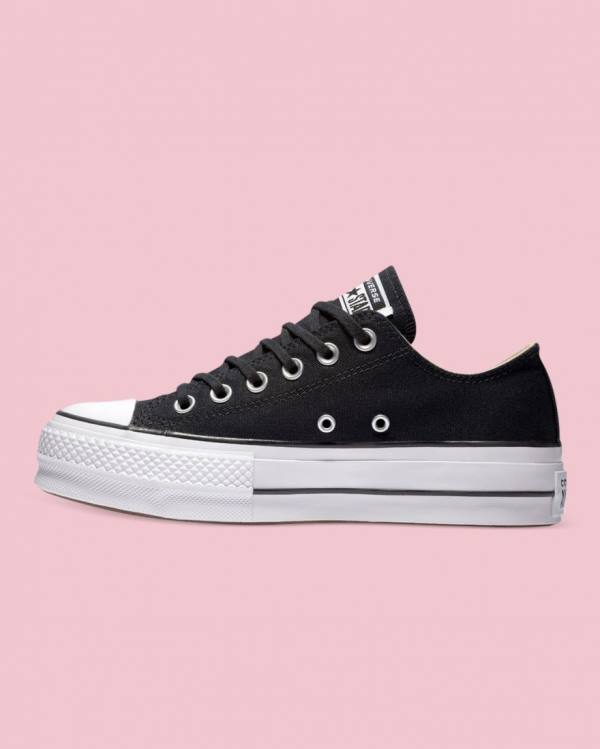 Women's Converse Chuck Taylor All Star Canvas Lift Low Tops Shoes Black | CV-814QKL