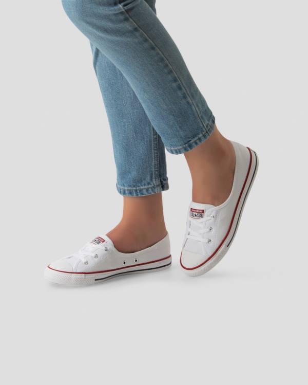 Women's Converse Chuck Taylor All Star Dainty Ballet Lace Slip Low Tops Shoes White | CV-204QYS