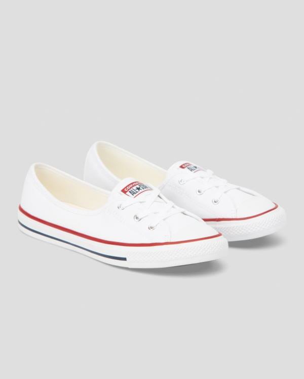 Women's Converse Chuck Taylor All Star Dainty Ballet Lace Slip Low Tops Shoes White | CV-204QYS