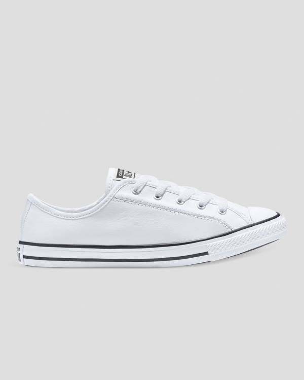 Women\'s Converse Chuck Taylor All Star Dainty Leather Low Tops Shoes White | CV-310JAV