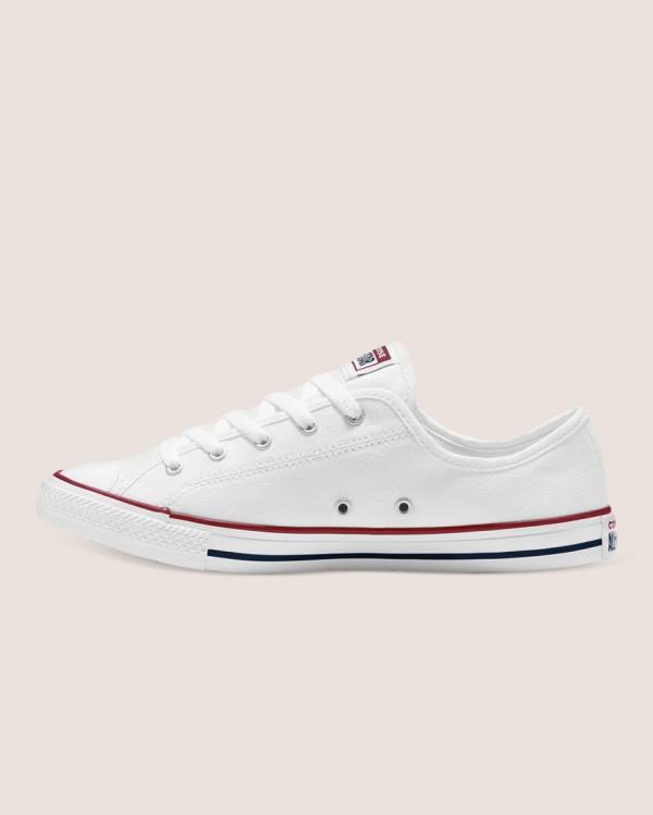 Women's Converse Chuck Taylor All Star Dainty Basic Canvas Low Tops Shoes White | CV-418QLU