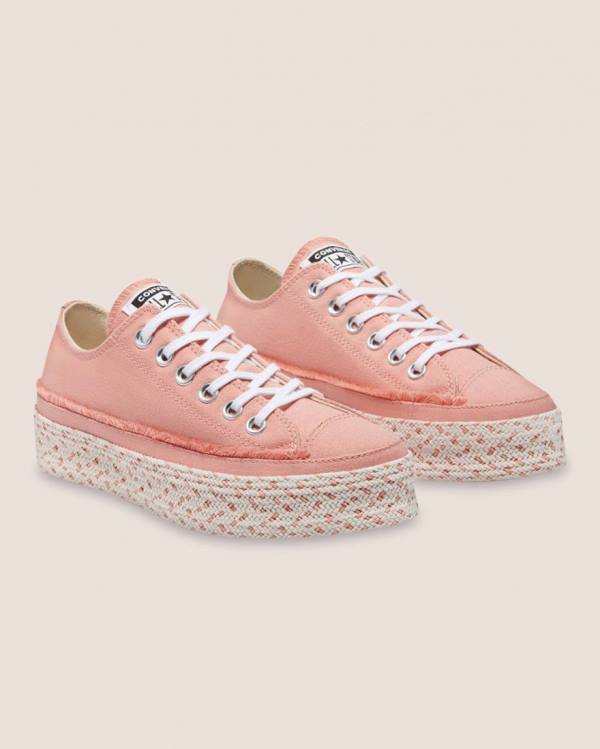 Women's Converse Chuck Taylor All Star Espadrille Platform Low Tops Shoes Pink | CV-520RBF