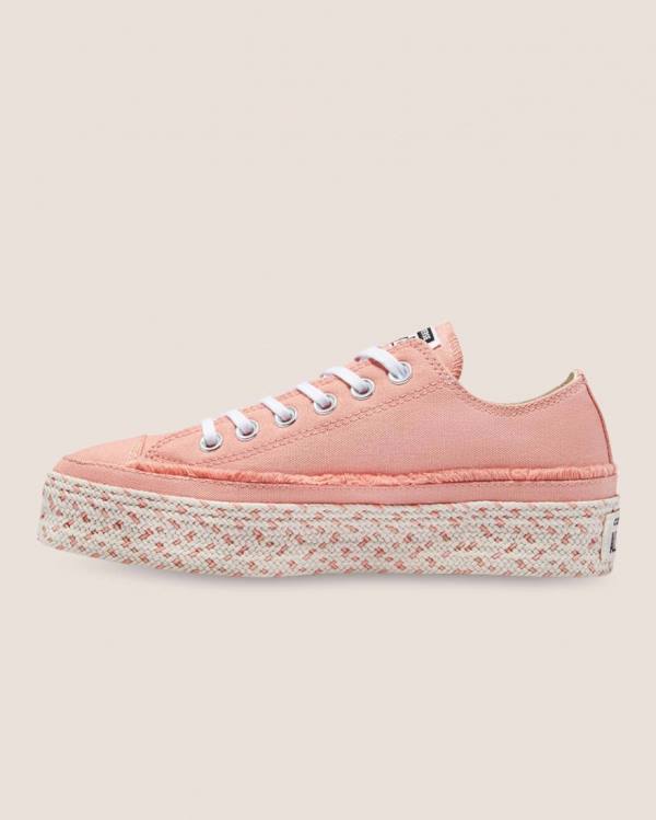 Women's Converse Chuck Taylor All Star Espadrille Platform Low Tops Shoes Pink | CV-520RBF