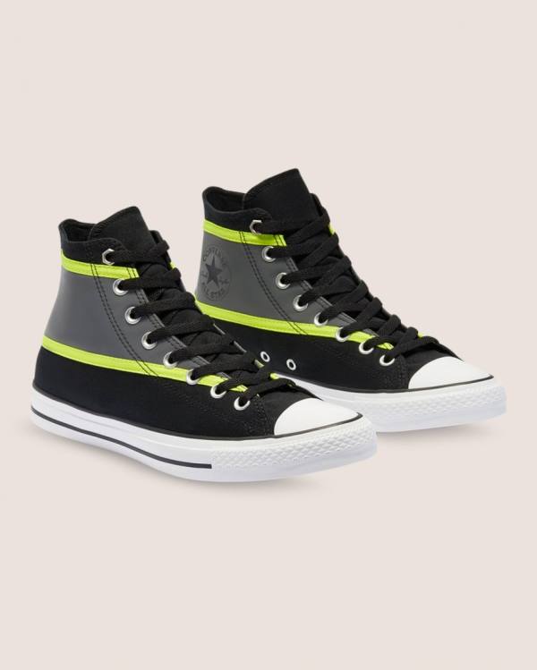 Women's Converse Chuck Taylor All Star Hi-Vis High Tops Shoes Black | CV-135BXZ