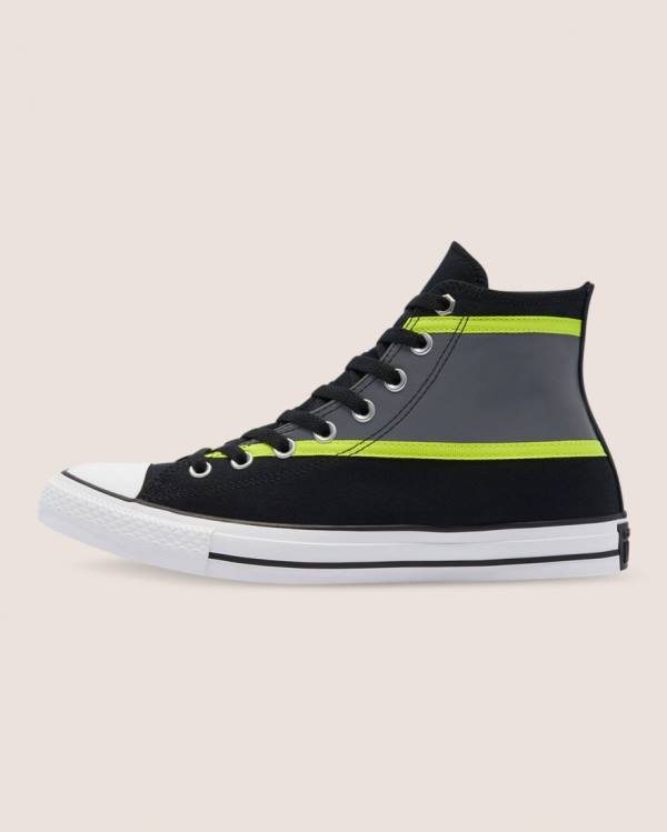 Women's Converse Chuck Taylor All Star Hi-Vis High Tops Shoes Black | CV-135BXZ