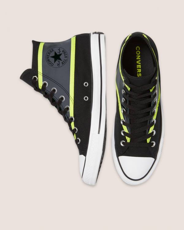 Women's Converse Chuck Taylor All Star Hi-Vis High Tops Shoes Black | CV-135BXZ