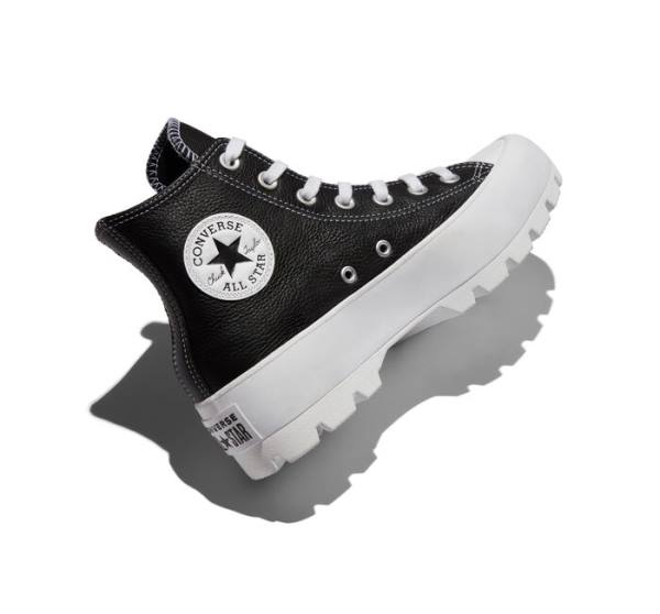 Women's Converse Chuck Taylor All Star Lugged Leather High Tops Shoes White / Black / White | CV-072ZJL