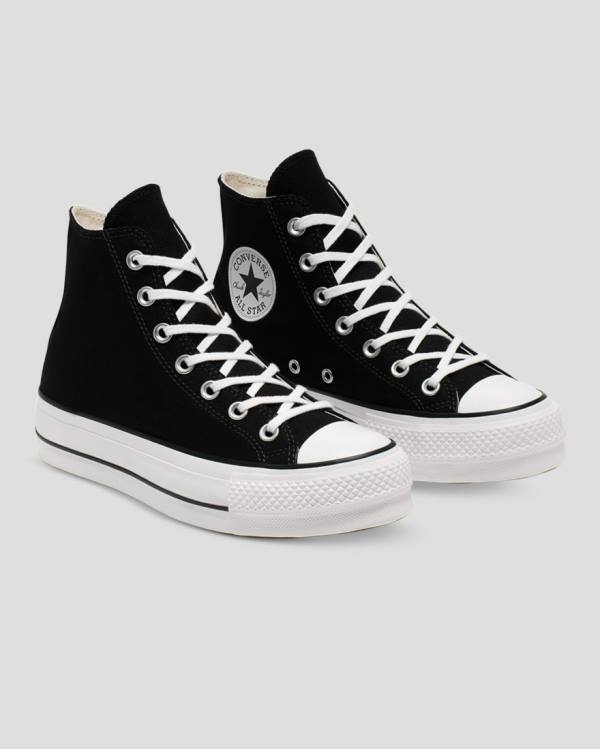 Women's Converse Chuck Taylor All Star Lift Canvas High Tops Shoes Black | CV-103OFS