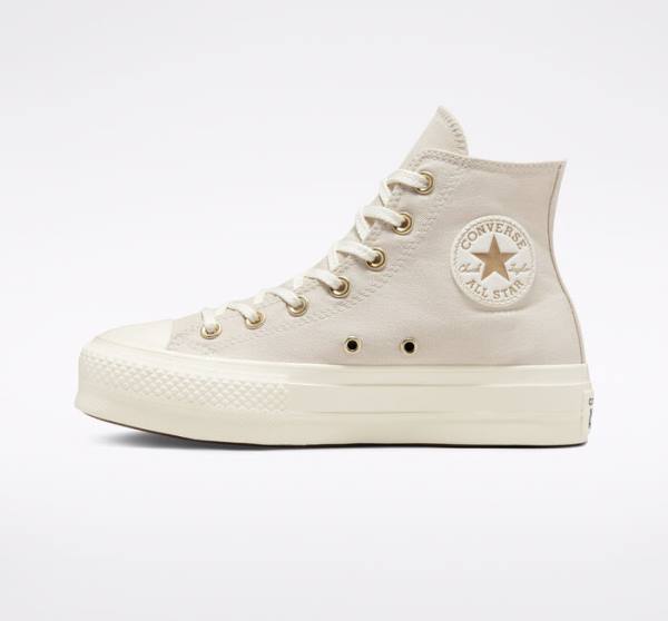 Women's Converse Chuck Taylor All Star Lift Platform Golden Elements High Tops Shoes Brown / Light Gold | CV-241ARE