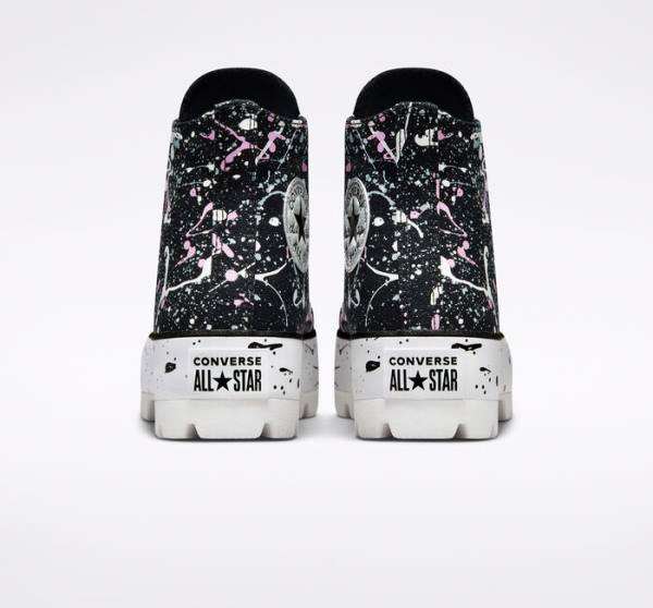 Women's Converse Chuck Taylor All Star Lugged Paint Splatter High Tops Shoes Black / Grey / Pink | CV-310DKY