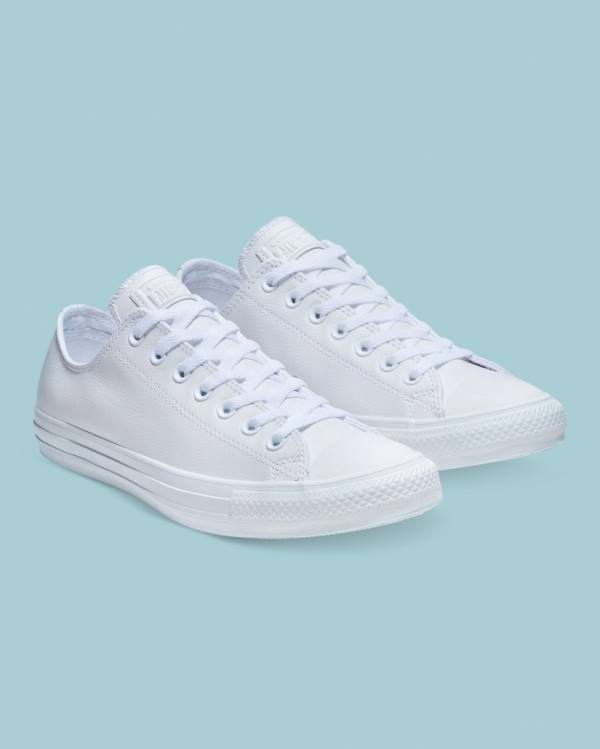 Women's Converse Chuck Taylor All Star Leather Low Tops Shoes White | CV-359GMA