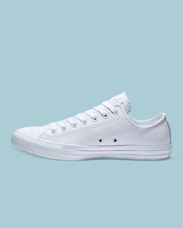 Women's Converse Chuck Taylor All Star Leather Low Tops Shoes White | CV-359GMA