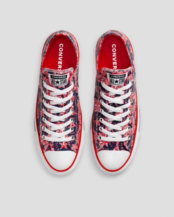 Women's Converse Chuck Taylor All Star Logo Replay Low Tops Shoes Red Black | CV-493CAH