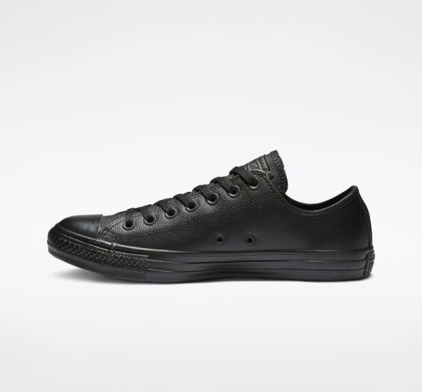 Women's Converse Chuck Taylor All Star Leather Low Tops Shoes Black | CV-604JXO